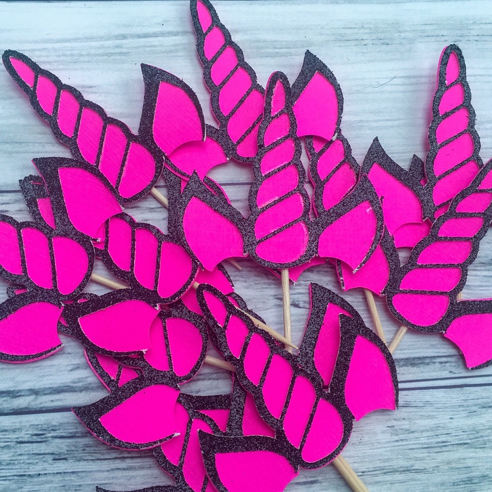 Pink & Black Unicorn Cupcake Toppers 💗🖤